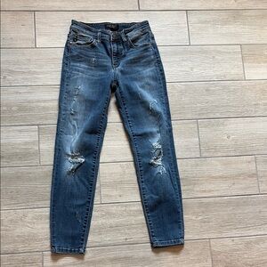 Judy Blue Distressed Skinny Jeans - Dark Blue